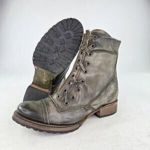 Freebird By Steven Liverpool Olive Leather Boots US 9 Womens Double Zip  Biker